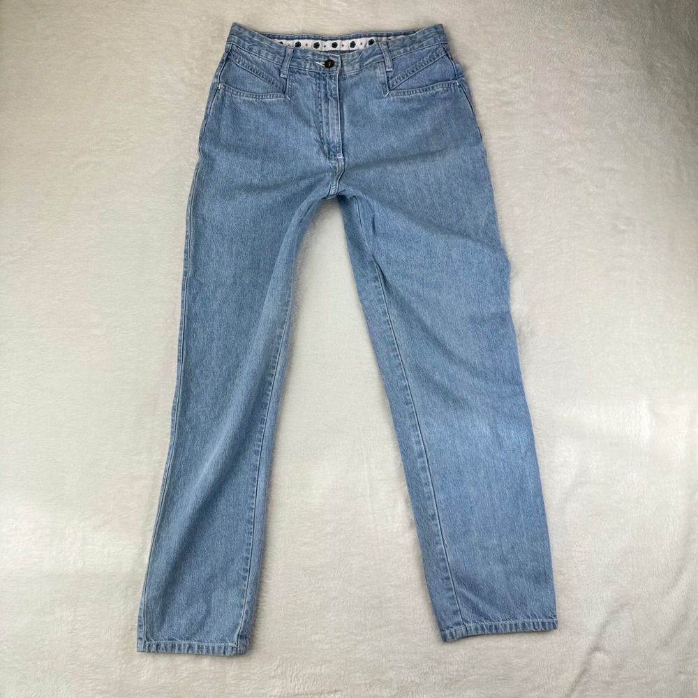 VTG Christopher & Banks Jeans Womens High Rise Straight 6 Blue Star Trim Cotton